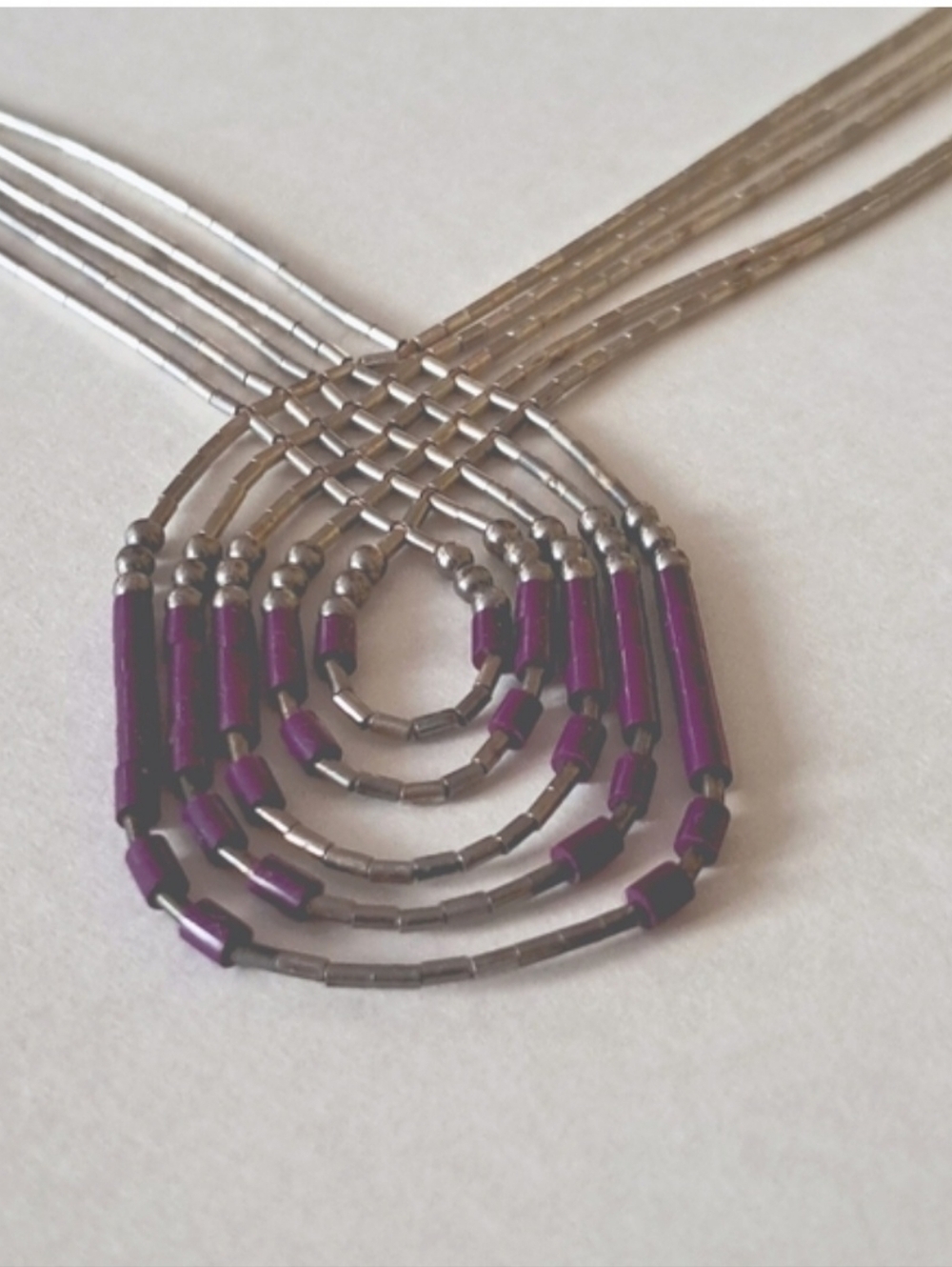 Sterling Purple Liquid Silver Tube Beads Southwestern Necklace